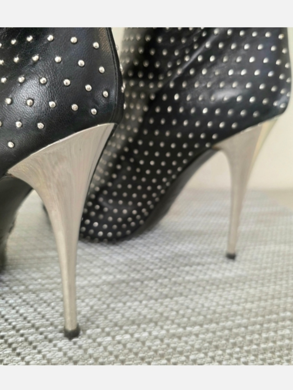 Giuseppe Zanotti Black Leather Silver Studded Buckle Stiletto Boots - EU 39 - Picture 11 of 16